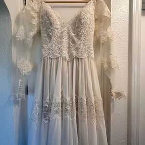 Allure Romance Lace Boho Wedding Dress | Long Sleeve Bridal Gown